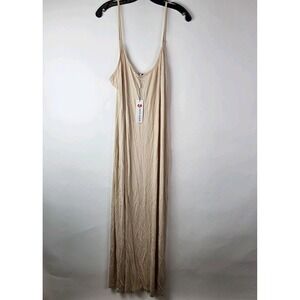 Kate Kasin Womens 2XL Maxi Slip Beige Slinky Minimalist Adjustable Strap Dress